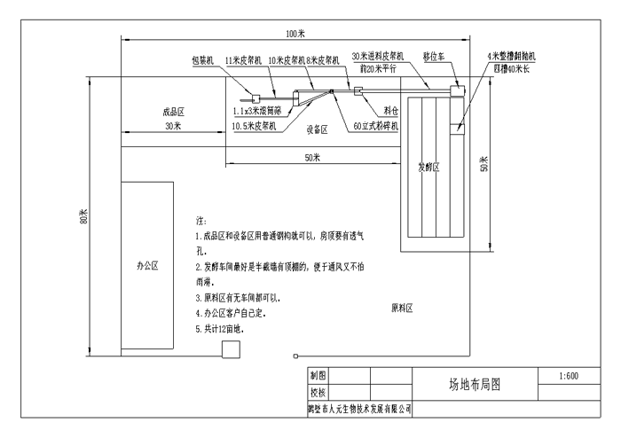 中型|年產(chǎn)2萬噸有機(jī)肥生產(chǎn)線設(shè)備配置與工藝流程平面圖